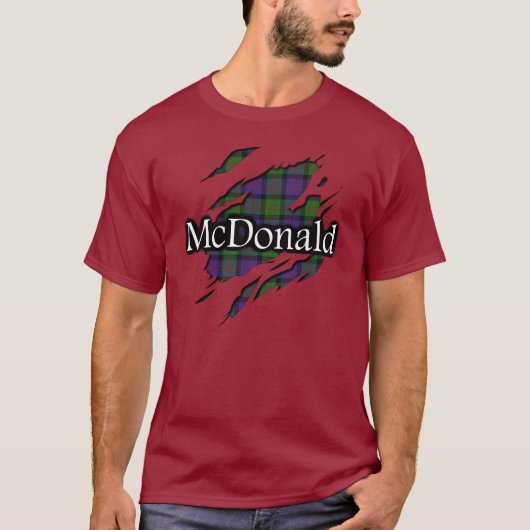 一族のMacDonaldマクドナルドのタータンチェックの精神のワイシャツ Tシャツ (正面)