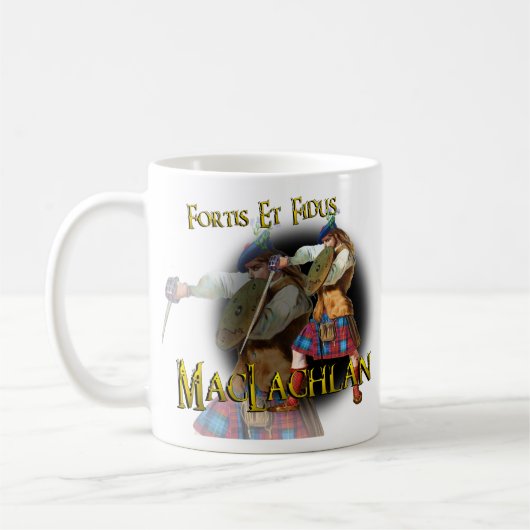 一族のMacLachlanの古いスコットランドのマグ コーヒーマグカップ (左)