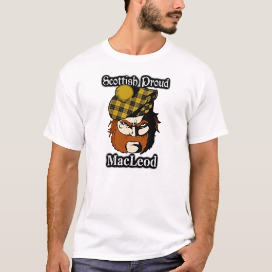一族のMacLeodのスコットランドの誇りを持ったなタータンチェック Tシャツ (正面)