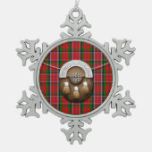 一族のMacNaughtonのタータンチェックおよびSporran スノーフレークピューターオーナメント (正面)