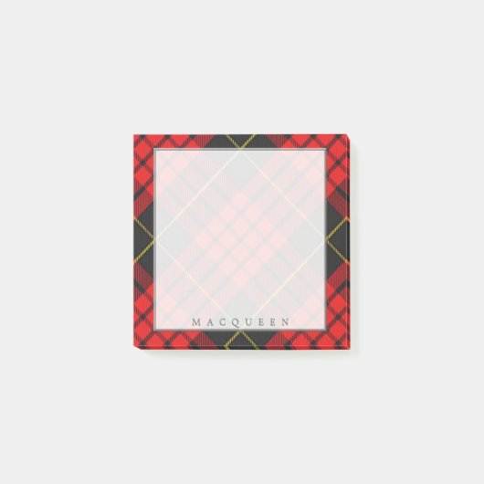 一族のMacQueenの豪奢なスコットランドのタータンチェック ポストイット (正面)