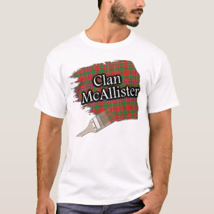 一族のMcAllisterのスコットランドのタータンチェックのペンキのワイシャツ Tシャツ