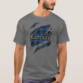 一族のRamsay Ramseyの青い狩りのタータンチェックの精神 Tシャツ (正面)