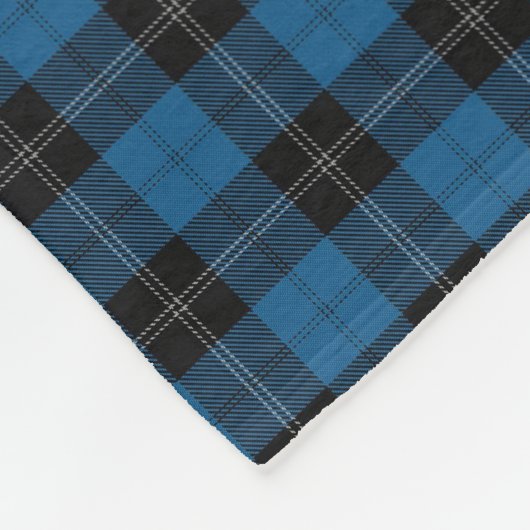 一族のRamsay Ramseyの青い狩りのタータンチェック フリースブランケット (角)