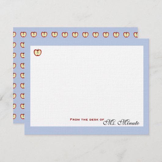 一日にリンゴの文パーソナライズされた房具 ノートカード (正面/裏面)