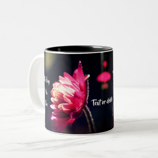 一日に一度に引用文の花パーソナライズされた ツートーンマグカップ (正面左)
