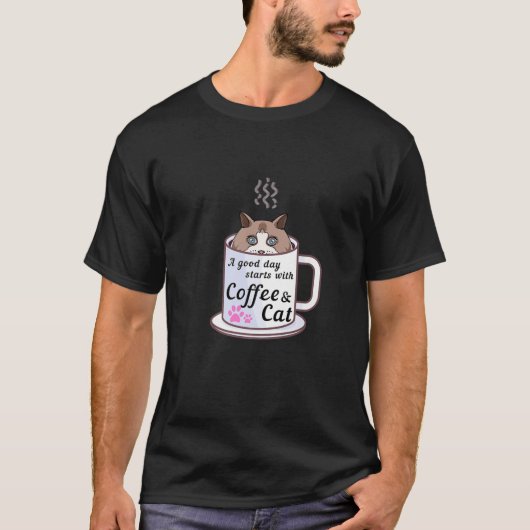 一日はコーヒーから始まる Tシャツ (正面)