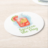 一日をスクイーズ – 水の色サマードリンクコースター ラウンドペーパーコースター (アングル)