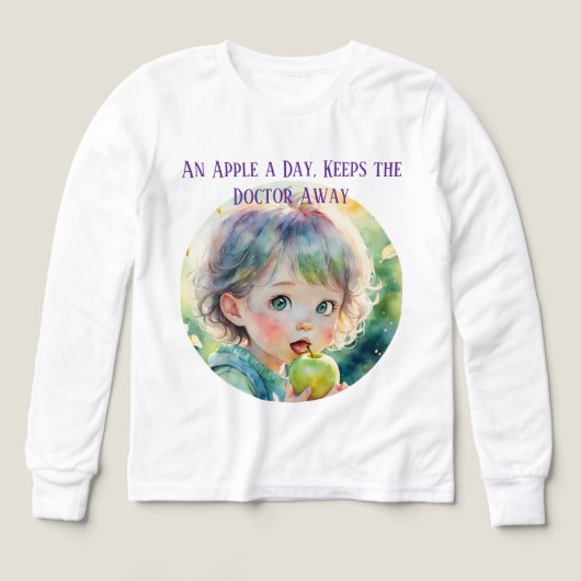 一日一つのりんごで健康に可愛いTシャツ (デザイン正面)