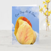 一日一度にチューリップの花を咲かせ感動的る  カード (黄色い花)