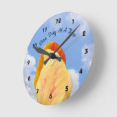 一日一度にチューリップの花を咲かせ感動的る ラウンド壁時計 (傾斜)