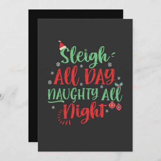 一日中ずっとプレゼントを配達、夜はいたずら、クリスマスを楽しむ 招待状 (正面/裏面)