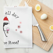 一日中そりを続け、ロゼおもしろい・クリスマスキャット キッチンタオル (四つ折り)