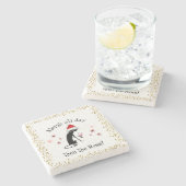 一日中そりを続け、ロゼおもしろい・クリスマスキャット ストーンコースター (横)