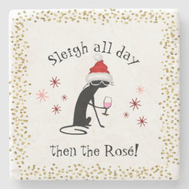 一日中そりを続け、ロゼおもしろい・クリスマスキャット ストーンコースター