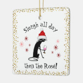 一日中そりを続け、ロゼおもしろい・クリスマスキャット セラミックオーナメント (左)