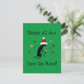 一日中そりを続け、ロゼおもしろい・クリスマスキャット ポストカード (スタンド正面)