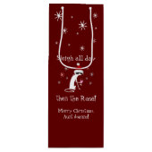 一日中そりを続け、ロゼおもしろい・クリスマスキャット ワインギフトバッグ (正面)