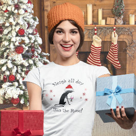 一日中そりを続け、ロゼおもしろい・クリスマスキャット Tシャツ