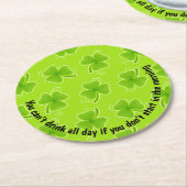一日中シャムロックパターンを飲めない ラウンドペーパーコースター (アングル)