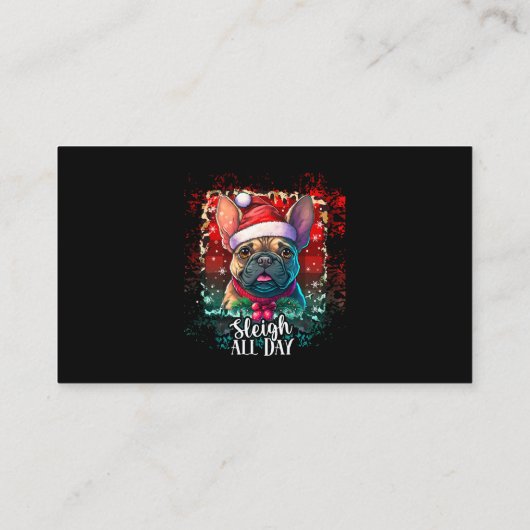 一日中スリーおもしろいグフランスの・ブルドッグ・クリスマス・クリスマス 名刺 (裏面)