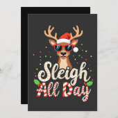  一日中スレイ 楽しいトナカイ クリスマス ラバー 招待状 (正面/裏面)