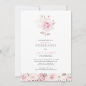 一日中ピンクのバラのバーチャル結婚式招待状 セーブザデート (正面)