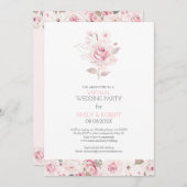 一日中ピンクのバラのバーチャル結婚式招待状 セーブザデート (正面/裏面)