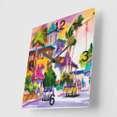 一日中幸せな時間の壁時計 スクエア壁時計 (傾斜)