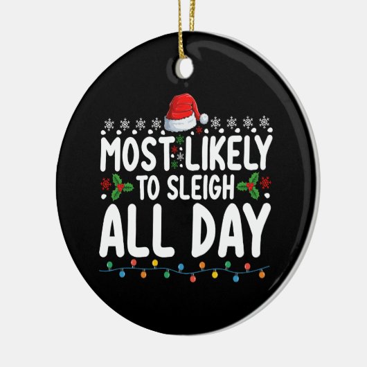 一日中雪のクリスマスファミリーをスリーする可能性が最も高い セラミックオーナメント (左)