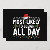 一日中雪のクリスマスファミリーをスリーする可能性が最も高い 招待状 (正面/裏面)