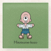 一日本の目の子ども漫画の妖怪 ガラスコースター (正面)