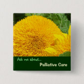 一時しのぎの心配ボタンのヘルスケアについて私に尋ねて下さい 缶バッジ (正面)