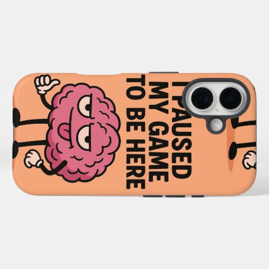 "一時停止したゲームの脳 – ゲームモードがアクティブ化されました" Case-Mate iPhoneケース (裏面 (横))