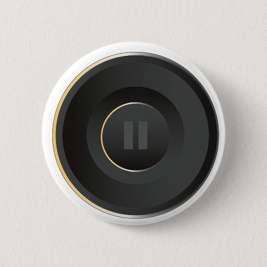 一時停止ボタンとピン:居心地の良い 缶バッジ (正面)