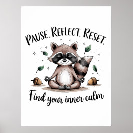 一時停止リフレクトかわいいめい想アライグマデザイン ポスター