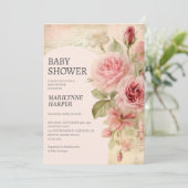 一時的なヴィンテージバラベビーシャワー 招待状 (スタンド正面)