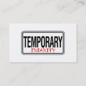 一時的な精神異常の交通標識 名刺 (裏面)