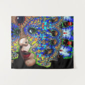 一時的な / カラフルなフラクタルマスクの女性 タペストリー (正面(横))