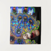 一時的な / カラフルなフラクタルマスクの女性 タペストリー (正面)