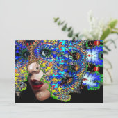 一時的な、マルディ・グラのマスカレードパーティー 黒と青 招待状 (スタンド正面)