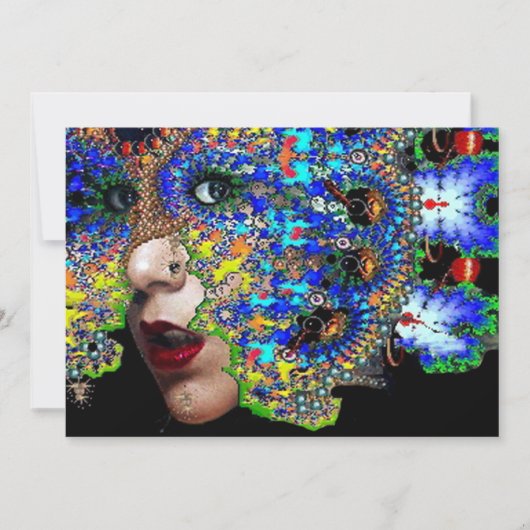 一時的な、マルディ・グラのマスカレードパーティー 黒 青 招待状 (正面)