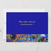 一時的な、マルディ・グラのマスカレードパーティー 黒 青 招待状 (裏面)