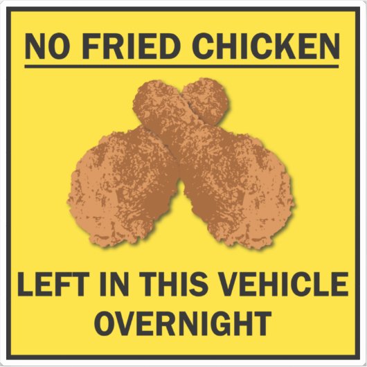 一晩で車離れに揚げた鶏肉はおもしろいない シール (正面)