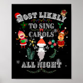 一晩中クリスマスソングを歌いそうなウエスタンな面白Tシャツ ポスター (正面)