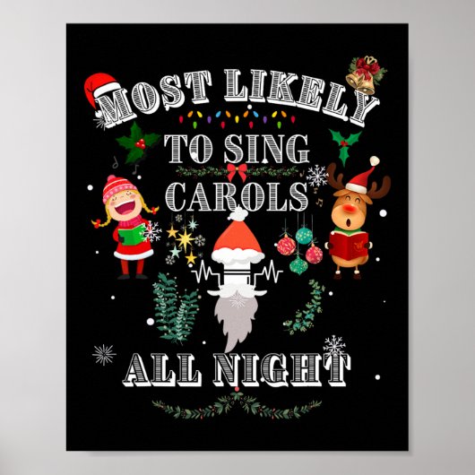 一晩中クリスマスソングを歌いそうなウエスタンな面白Tシャツ ポスター (正面)