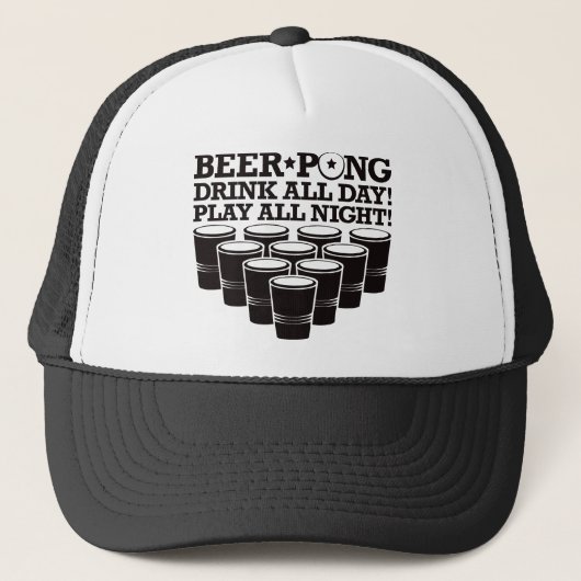 一晩中ビールPongの飲み物の終日の演劇の-黒 キャップ (正面)