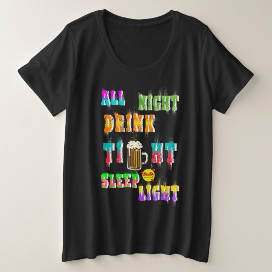 一晩中飲み込み睡眠灯 プラスサイズTシャツ (デザイン正面)