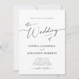 一木炭の灰色の書道の結婚中 招待状