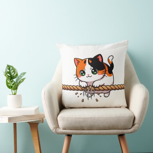 一本のロープ。一匹の猫。後悔はゼロ。 クッション (椅子)